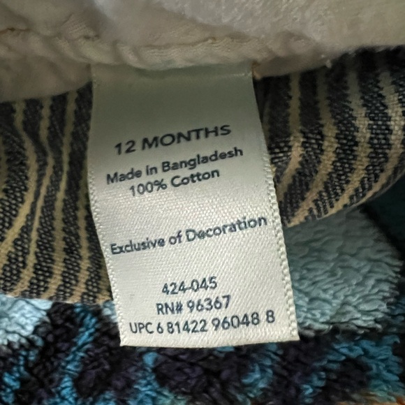 OshKosh B’Gosh Baby Boy Khaki Cargo Denim Stripe Overalls - Picture 3 of 3